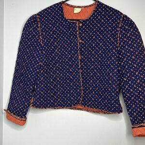 Vera Bradley Blue Paisley Quilted Coat Vintage Indiana Medium
